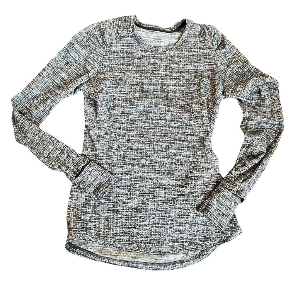 Lululemon Extra Mile Long Sleeve Running Top Shirt Sz 6‎ Heathered Black Women’s